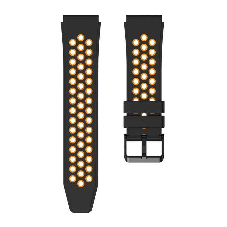 For Huawei Watch GT3 Pro 46mm Two Color Round Hole Silicone Watch Band(Black Orange)