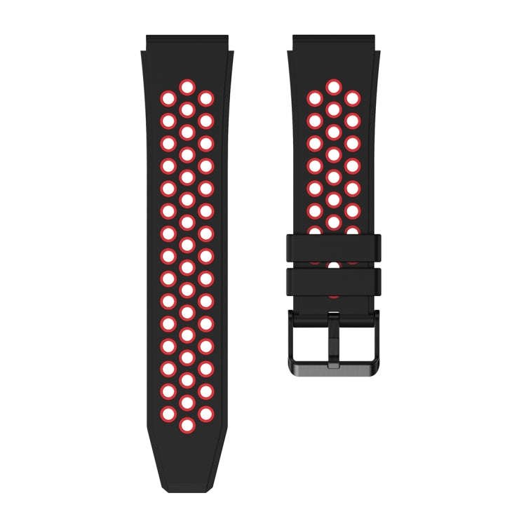 For Huawei Watch GT3 Pro 46mm Two Color Round Hole Silicone Watch Band(Black Red)