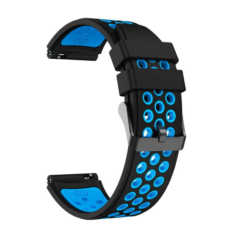 For Huawei Watch GT3 Pro 46mm Two Color Round Hole Silicone Watch Band(Black Sky Blue)