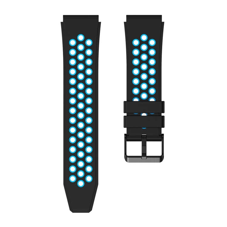 For Huawei Watch GT3 Pro 46mm Two Color Round Hole Silicone Watch Band(Black Sky Blue)