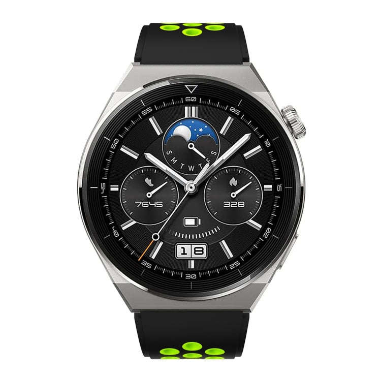 For Huawei Watch GT3 Pro 46mm Two Color Round Hole Silicone Watch Band(Black Green)