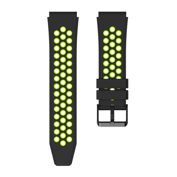 For Huawei Watch GT3 Pro 46mm Two Color Round Hole Silicone Watch Band(Black Green)