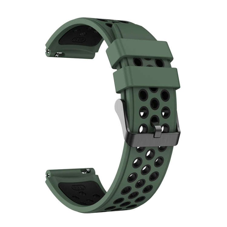 For Huawei Watch GT3 Pro 46mm Two Color Round Hole Silicone Watch Band(Army Green Black)
