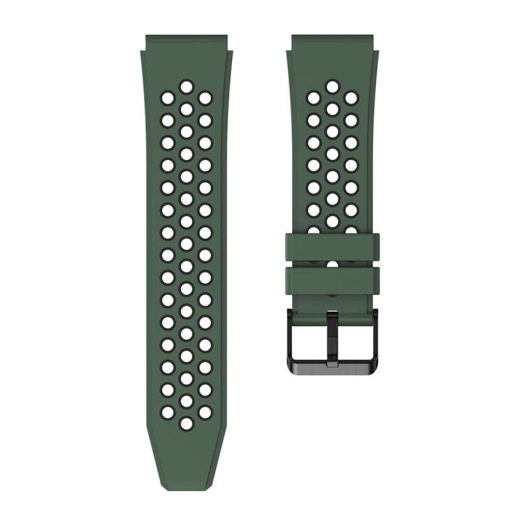 For Huawei Watch GT3 Pro 46mm Two Color Round Hole Silicone Watch Band(Army Green Black)