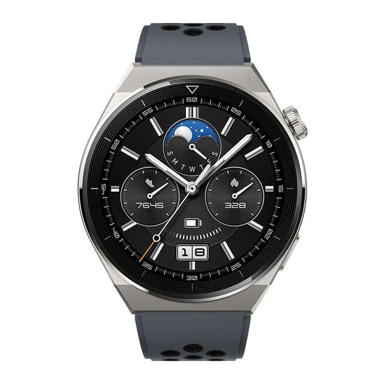 For Huawei Watch GT3 Pro 46mm Two Color Round Hole Silicone Watch Band(Black)