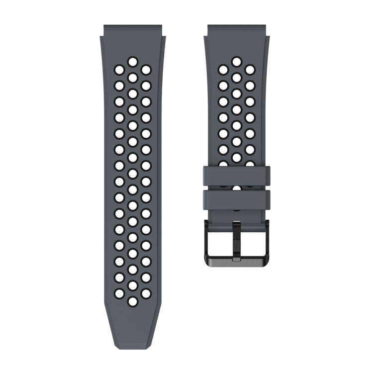 For Huawei Watch GT3 Pro 46mm Two Color Round Hole Silicone Watch Band(Black)