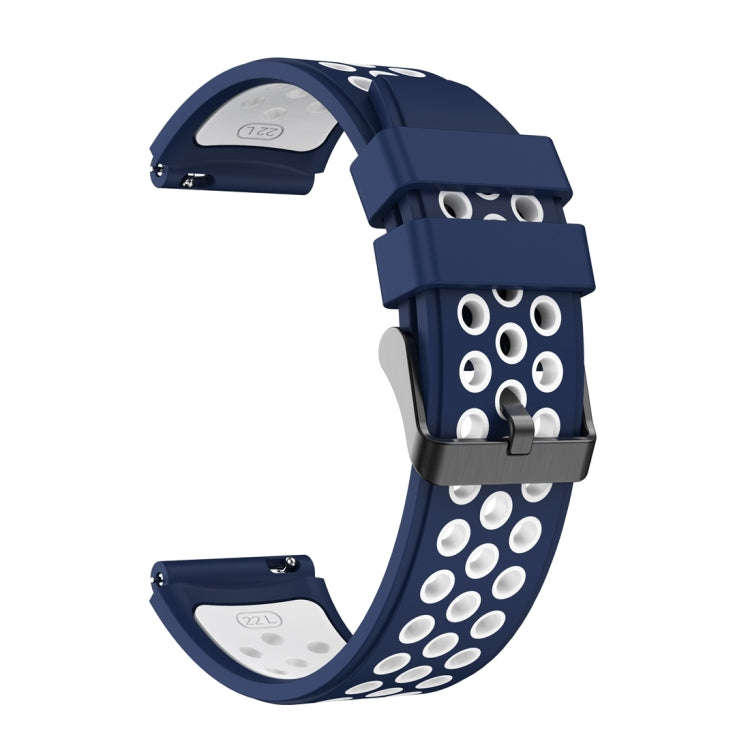 For Huawei Watch GT3 Pro 46mm Two Color Round Hole Silicone Watch Band(Midnight Blue White)