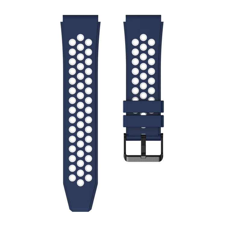 For Huawei Watch GT3 Pro 46mm Two Color Round Hole Silicone Watch Band(Midnight Blue White)