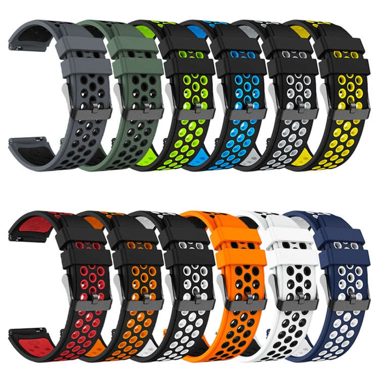 For Huawei Watch GT3 Pro 46mm Two Color Round Hole Silicone Watch Band(Black Orange)