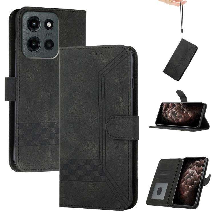 For Motorola Moto G Stylus 5G 2025 Cubic Skin Feel Flip Leather Phone Case(Black)