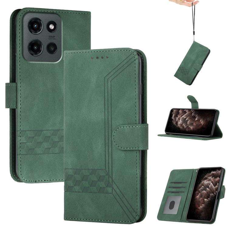 For Motorola Moto G Stylus 5G 2025 Cubic Skin Feel Flip Leather Phone Case(Green)