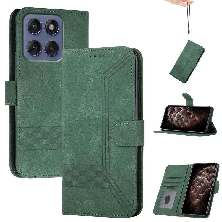 For Motorola Edge 60 Fusion / Edge 5G 2025 Cubic Skin Feel Flip Leather Phone Case(Green)