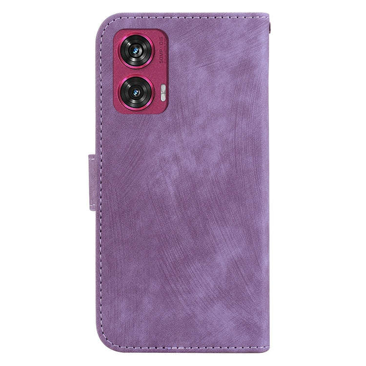 For Motorola Edge 50 Fusion Little Tiger Embossed Leather Phone Case(Purple)