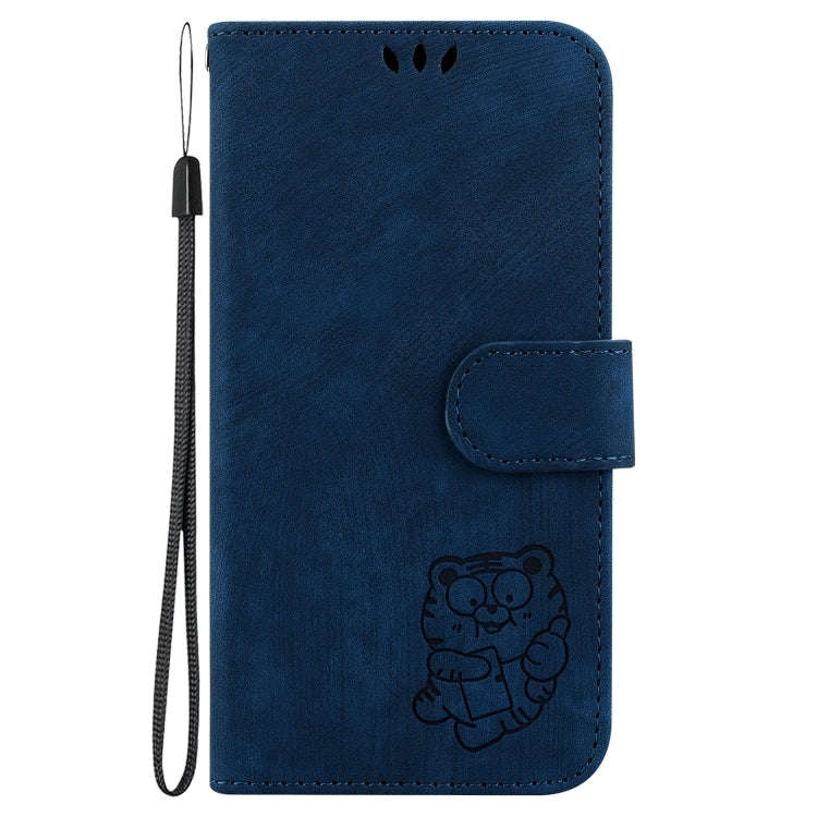 For Motorola Edge 50 Ultra Little Tiger Embossed Leather Phone Case(Dark Blue)