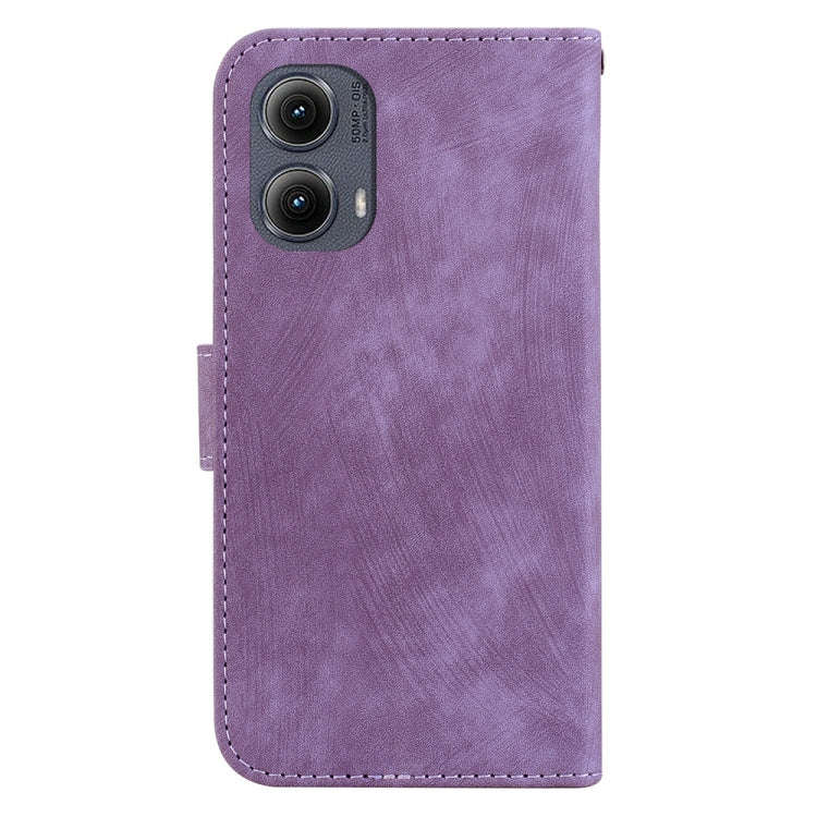 For Motorola Edge 2024 Little Tiger Embossed Leather Phone Case(Purple)