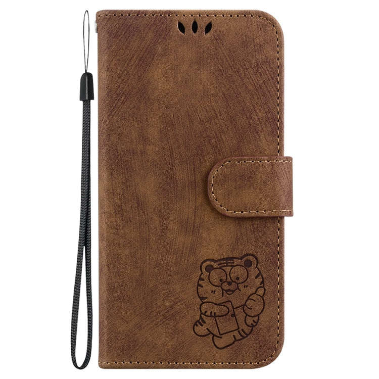 For Motorola Edge 2024 Little Tiger Embossed Leather Phone Case(Brown)
