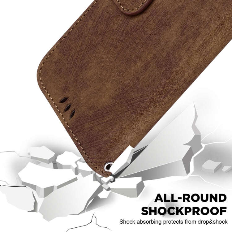 For Motorola Edge 2024 Little Tiger Embossed Leather Phone Case(Brown)