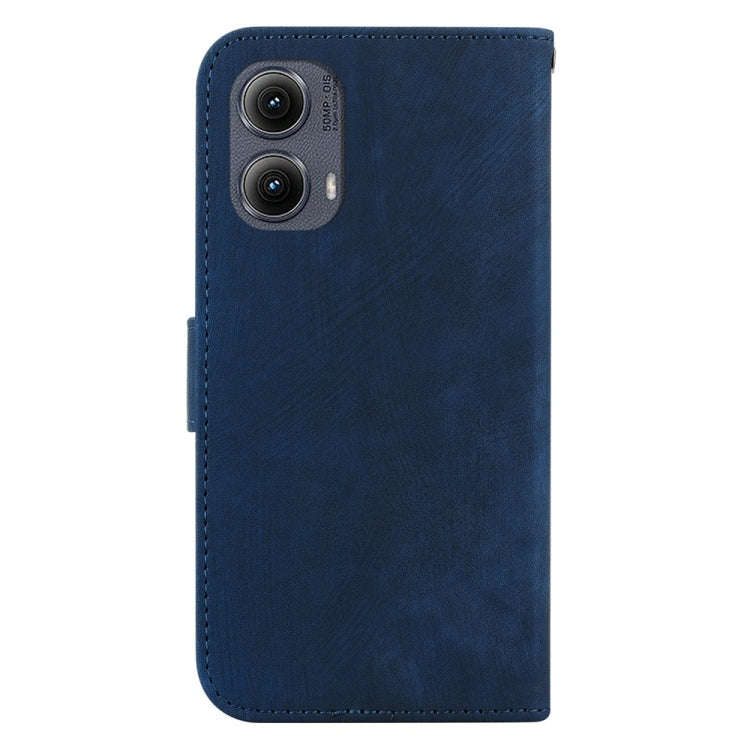 For Motorola Edge 2024 Little Tiger Embossed Leather Phone Case(Dark Blue)