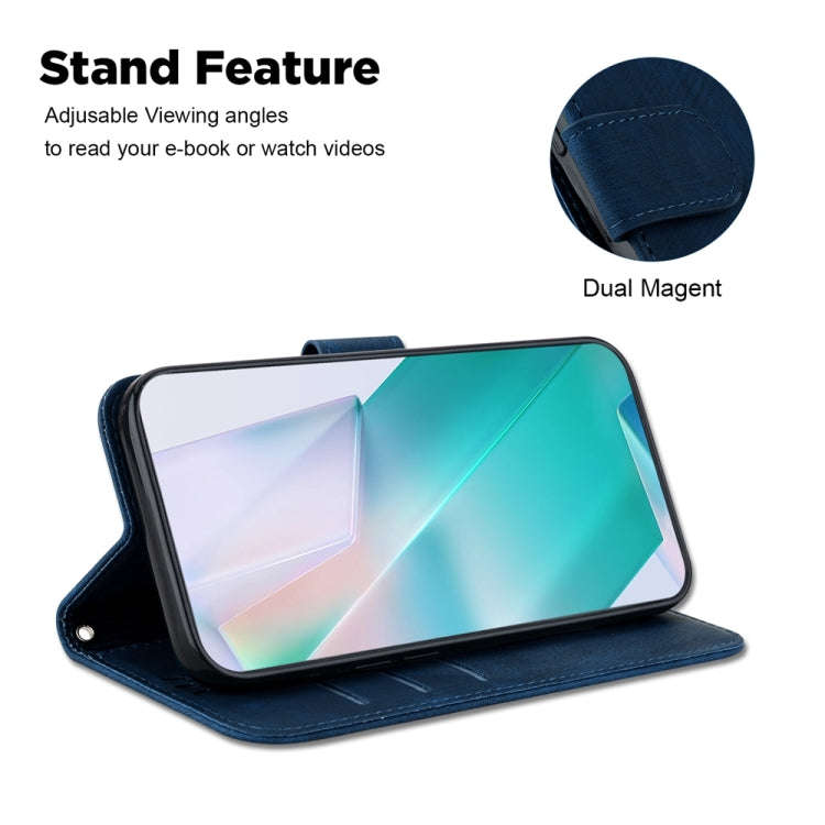 For Motorola Edge 2024 Little Tiger Embossed Leather Phone Case(Dark Blue)