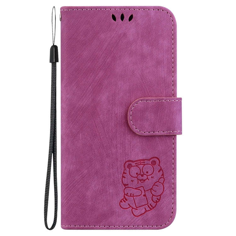 For Motorola Edge 2024 Little Tiger Embossed Leather Phone Case(Rose Red)