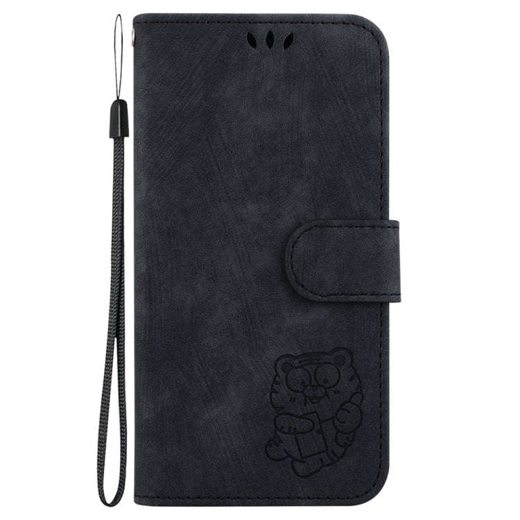 For Motorola Edge 2024 Little Tiger Embossed Leather Phone Case(Black)