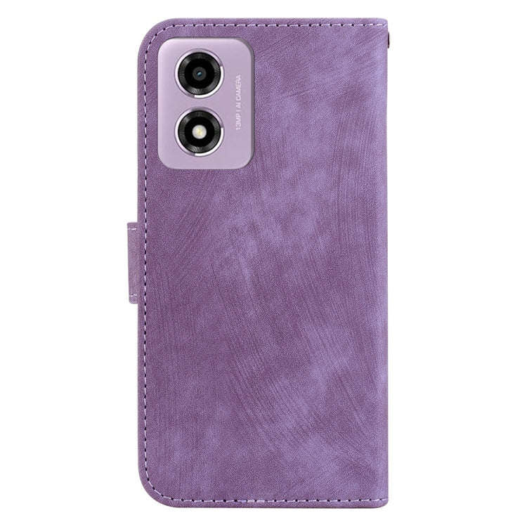 For Motorola Moto G04s / Moto E14 Little Tiger Embossed Leather Phone Case(Purple)