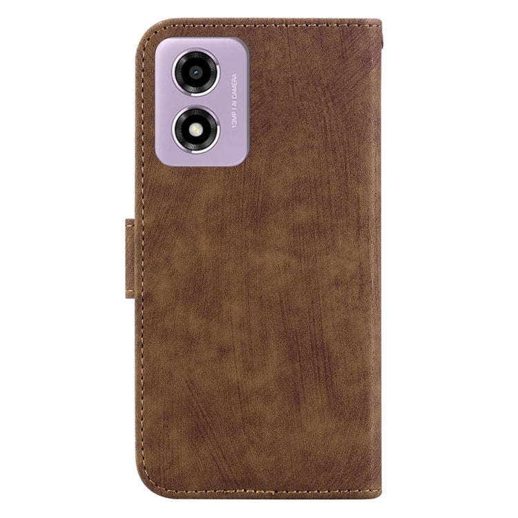 For Motorola Moto G04s / Moto E14 Little Tiger Embossed Leather Phone Case(Brown)