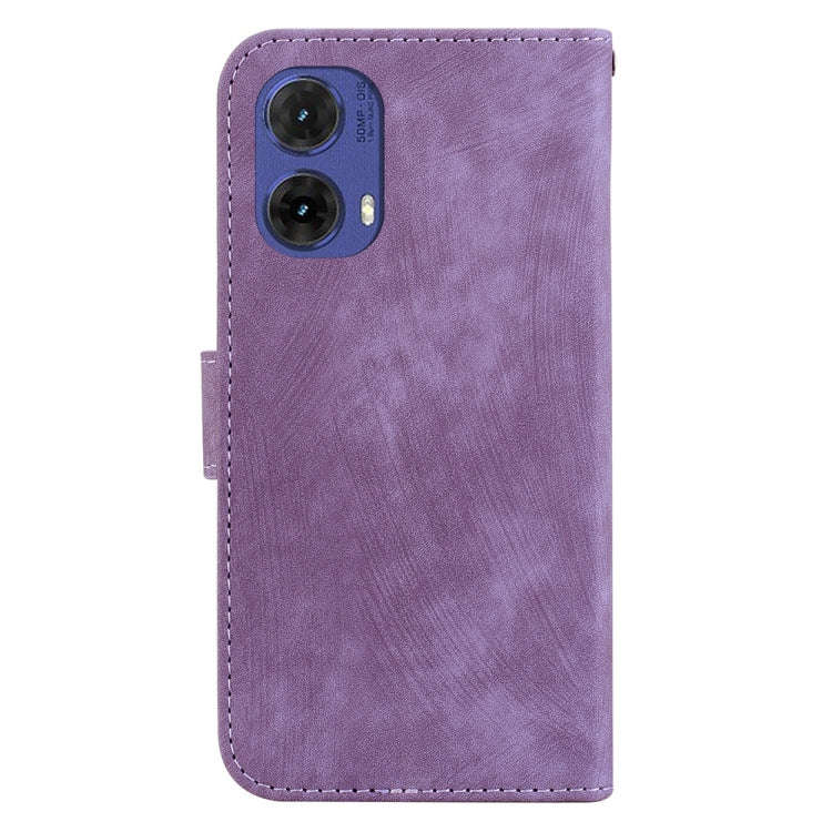 For Motorola Moto G85 Little Tiger Embossed Leather Phone Case(Purple)