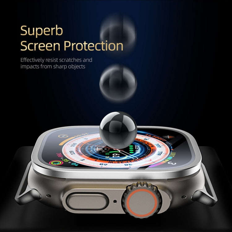 For Apple Watch Ultra 49mm / Ultra 2 49mm DUX DUCIS 2 in 1 Aluminum Alloy Frame Tempered Glass Sc...