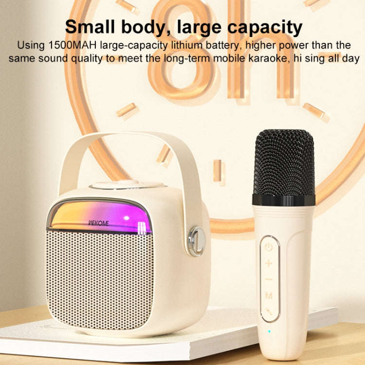 WK D43 Mini Karaoke Bluetooth Speaker(Beige)