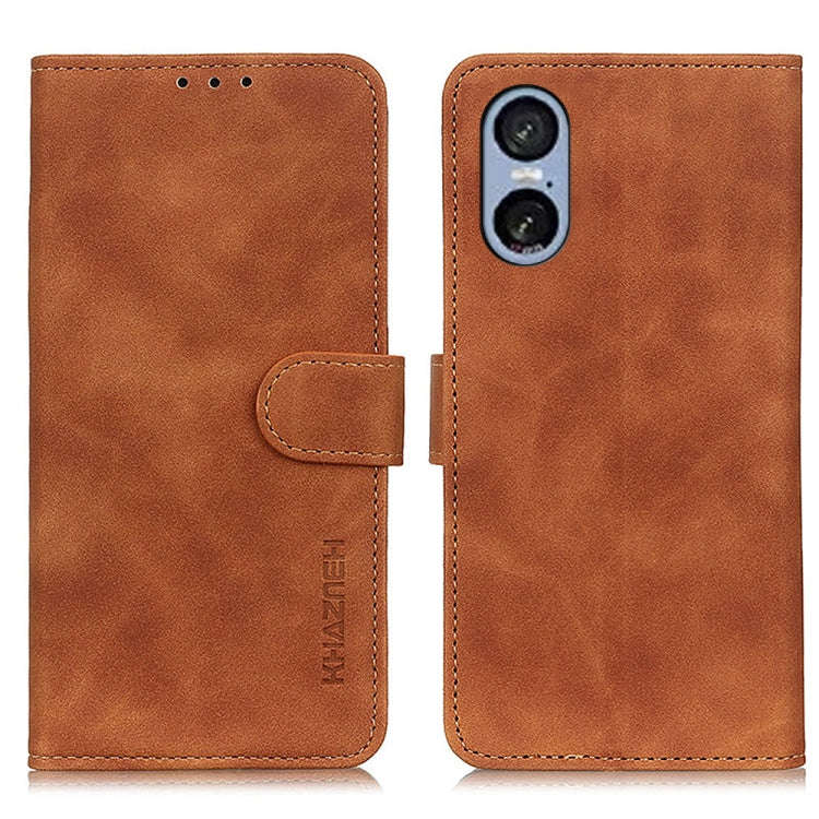 For Sony Xperia 5 VI KHAZNEH Retro Texture Horizontal Flip Leather Phone Case(Brown)