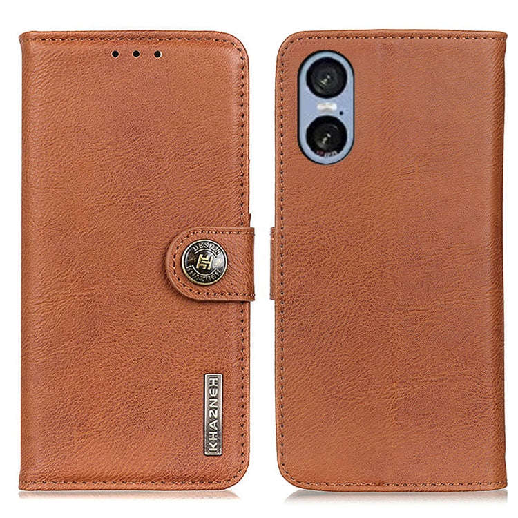 For Sony Xperia 5 VI KHAZNEH Cowhide Texture Horizontal Flip Leather Phone Case(Brown)