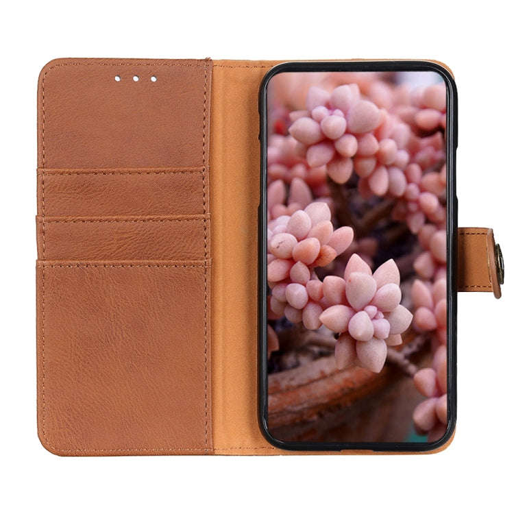 For Sony Xperia 5 VI KHAZNEH Cowhide Texture Horizontal Flip Leather Phone Case(Brown)