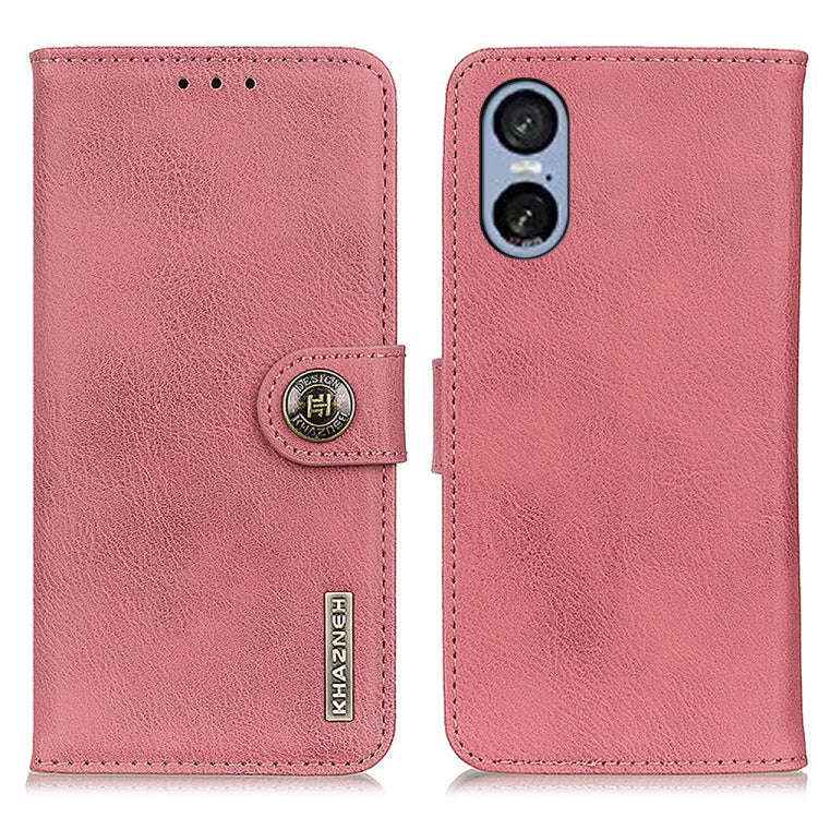 For Sony Xperia 5 VI KHAZNEH Cowhide Texture Horizontal Flip Leather Phone Case(Pink)
