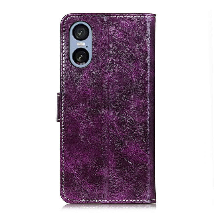 For Sony Xperia 5 VI Retro Crazy Horse Texture Horizontal Flip Leather Phone Case(Purple)