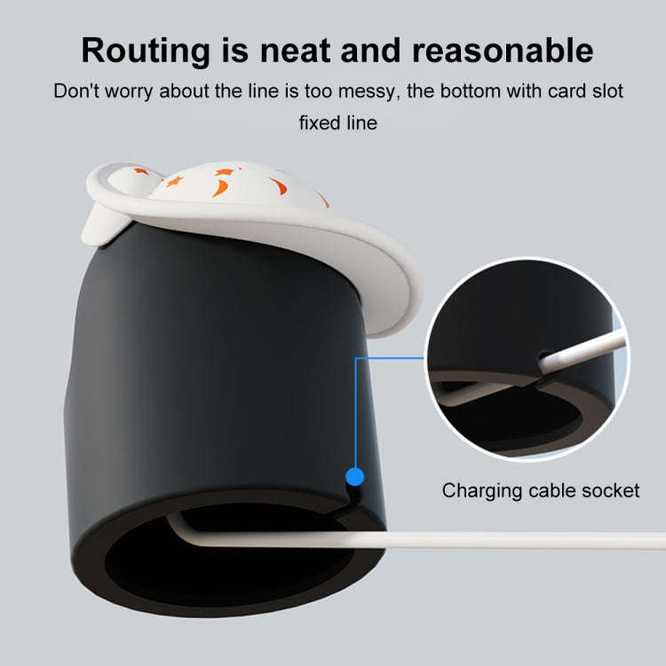 For Apple Watch Series Hat Bear Shaped Silicone Charging Base(Black)