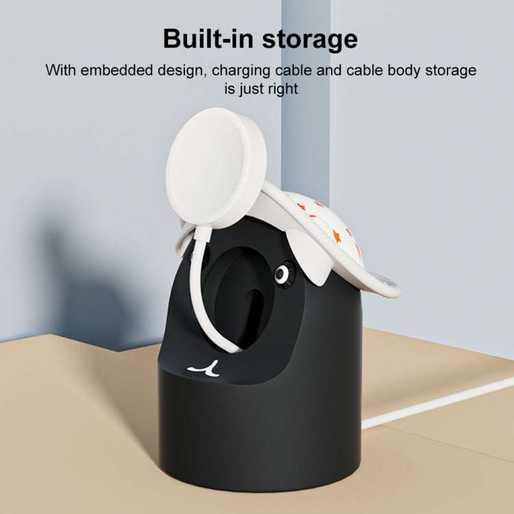 For Apple Watch Series Hat Bear Shaped Silicone Charging Base(Blue)