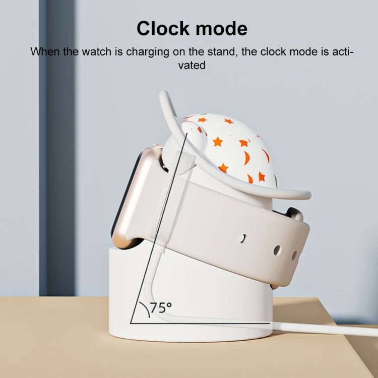 For Apple Watch Series Hat Bear Shaped Silicone Charging Base(White)