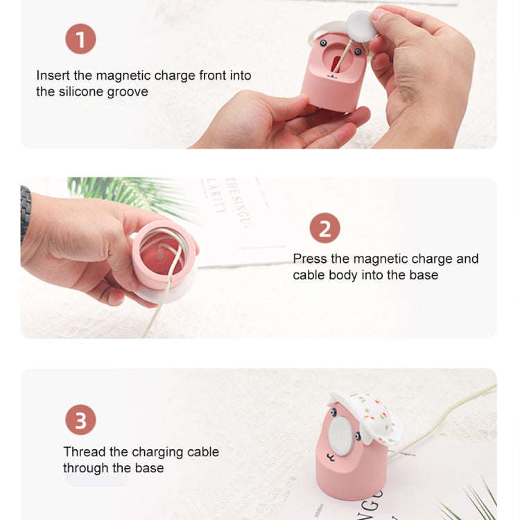 For Apple Watch Series Hat Bear Shaped Silicone Charging Base(Pink)
