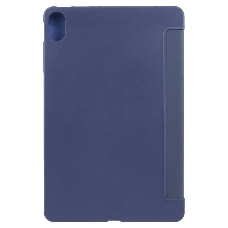 For Huawei MatePad 2023 / Air 11.5 Solid Color 3-folding Leather Tablet Case(Dark Blue)