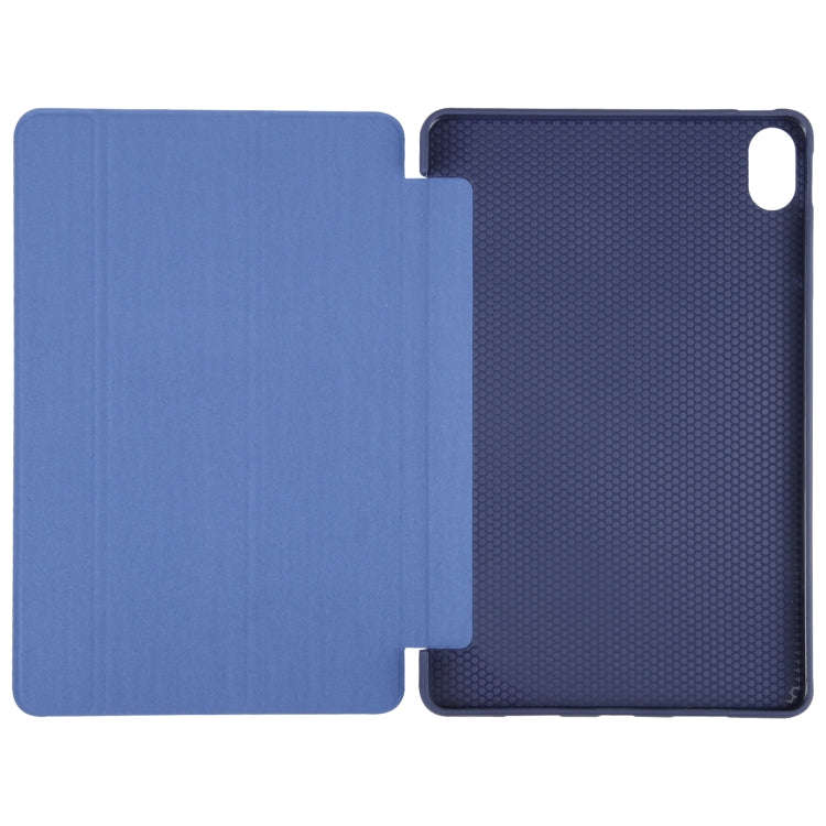 For Huawei MatePad 2023 / Air 11.5 Solid Color 3-folding Leather Tablet Case(Dark Blue)