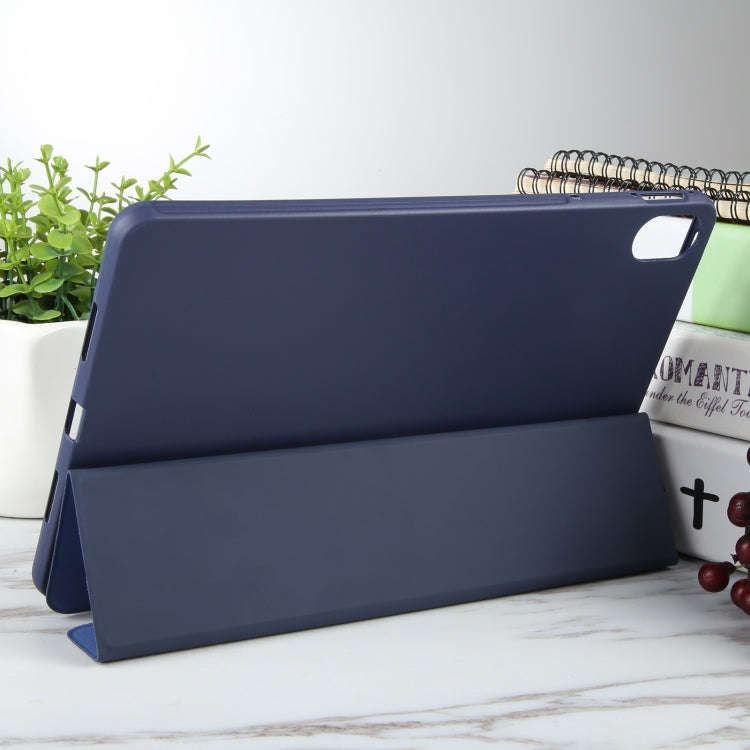 For Huawei MatePad 2023 / Air 11.5 Solid Color 3-folding Leather Tablet Case(Dark Blue)