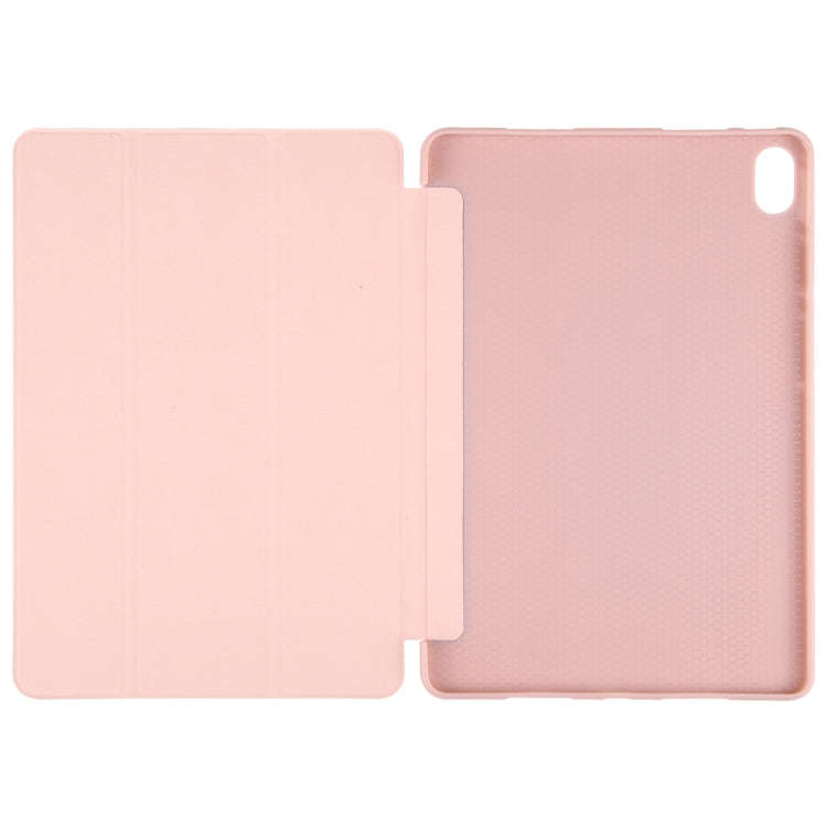 For Huawei MatePad 2023 / Air 11.5 Solid Color 3-folding Leather Tablet Case(Rose Gold)