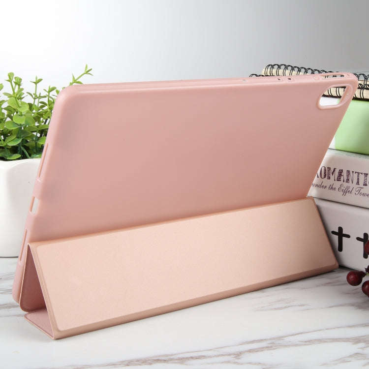For Huawei MatePad 2023 / Air 11.5 Solid Color 3-folding Leather Tablet Case(Rose Gold)