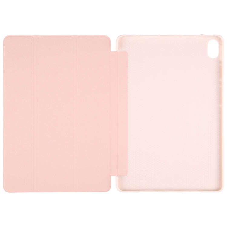 For Huawei MatePad 2023 / Air 11.5 Solid Color 3-folding Leather Tablet Case(Light Pink)