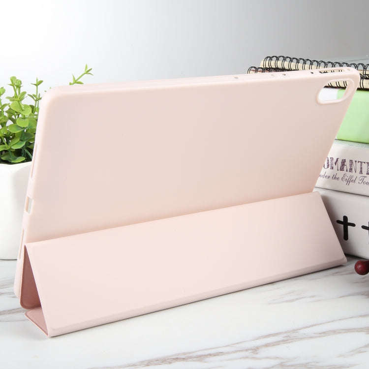 For Huawei MatePad 2023 / Air 11.5 Solid Color 3-folding Leather Tablet Case(Light Pink)