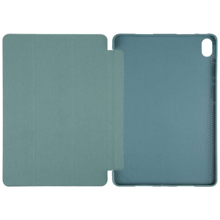 For Huawei MatePad 2023 / Air 11.5 Solid Color 3-folding Leather Tablet Case(Dark Green)