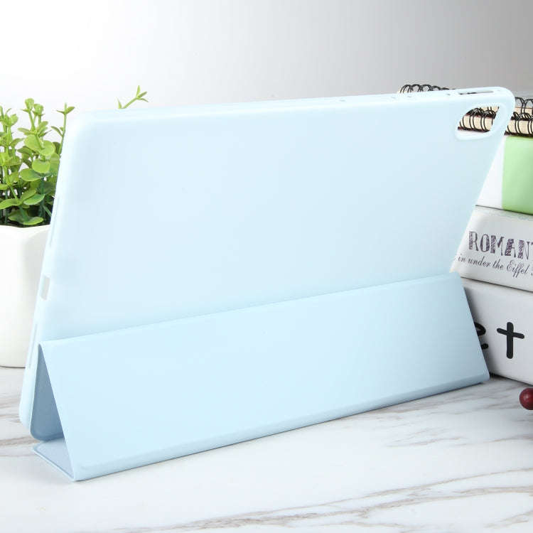 For Huawei MatePad 2023 / Air 11.5 Solid Color 3-folding Leather Tablet Case(Ice Blue)