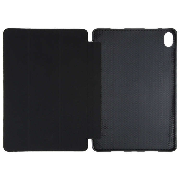 For Huawei MatePad 2023 / Air 11.5 Solid Color 3-folding Leather Tablet Case(Black)