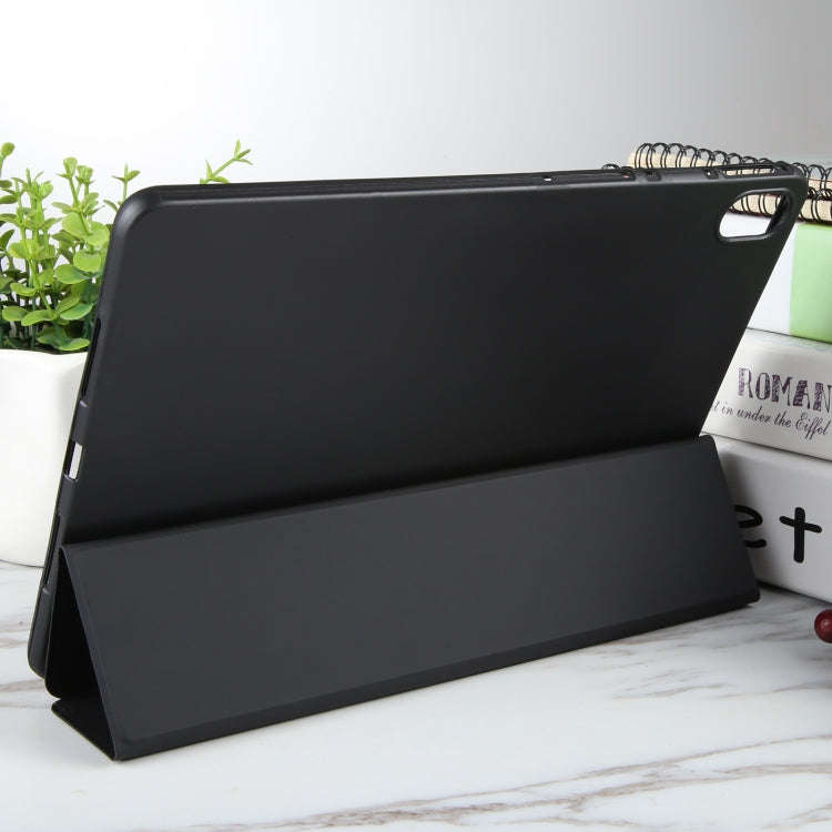 For Huawei MatePad 2023 / Air 11.5 Solid Color 3-folding Leather Tablet Case(Black)